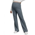 thumbnail image 2 of Luxalzxs Womens Maternity Casual Adjustable Elastic High Waist Solid Color Stretchy Ribbed Knit Pants Straight Leg Palazzo Trousers Pregnancy Lounge Pant, 2 of 7