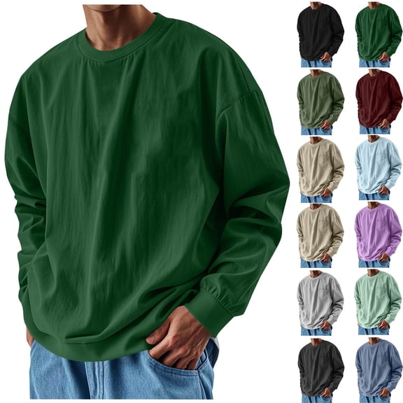 Oversize Shirts for Mens Fashion 2026 Solid Color Casual Long Sleeve Loose Button Sports Stan-up Collar Blouse Shirt