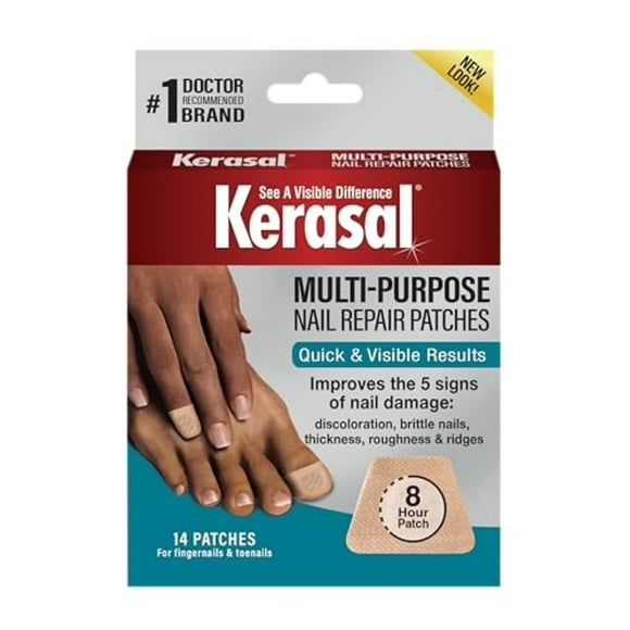 Kerasal Patchs de Réparation d'Ongles Multi-Usages - 14 Unités - Traitement des Ongles pour Ongles Endommagés, 8 Heures, Restaure l'Apparence Saine (l'Emballage Peut Varier)