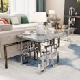thumbnail image 5 of MIDOQIN Modern End Table, Square Living Room Side Table with Imitation Stone Texturetop & Gold Mirrored Metal Geometric Base Tea Table Coffee Table, 5 of 8