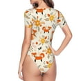 thumbnail image 4 of The Xecao Flower Fox Women's Crew Neck Body Suit, a short-sleeved bodysuit and basic swimsuit, both comfort and style for dating and daily life, 4 of 9