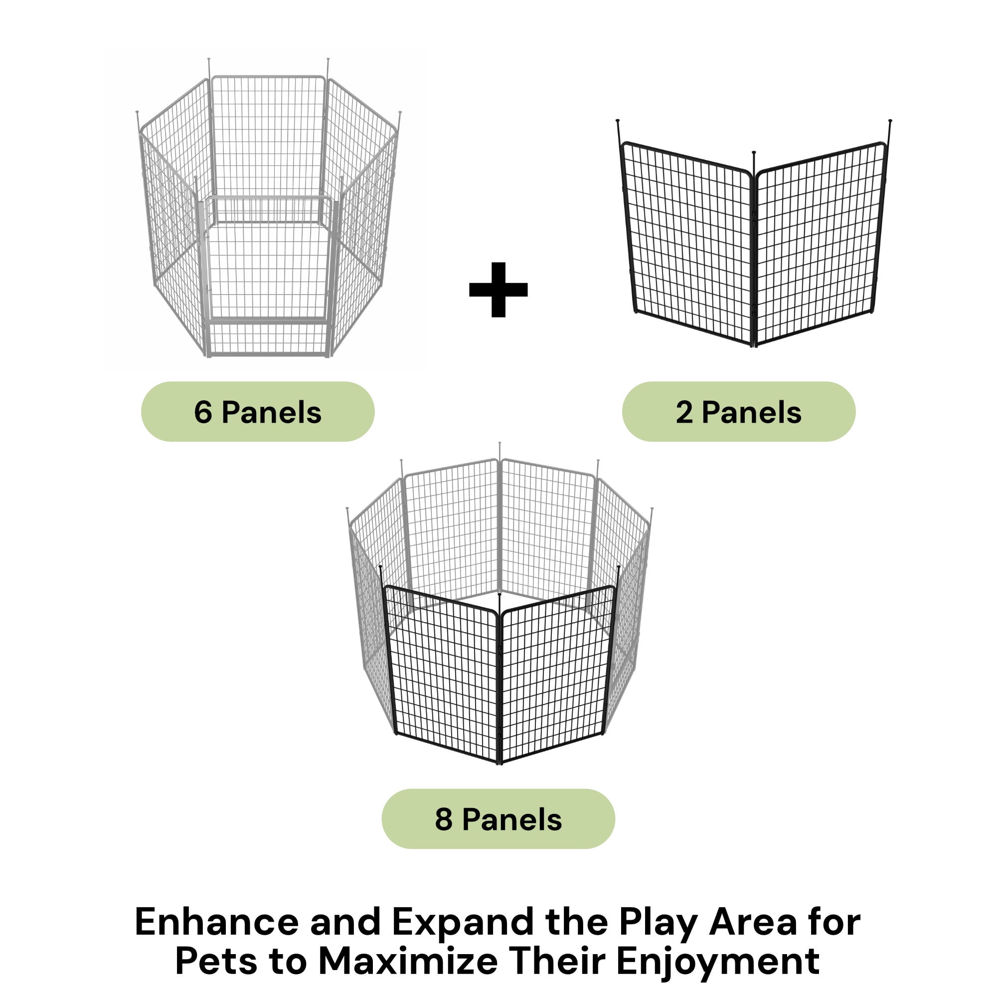 SunsGrove Dog Playpen,50 inch 2 Panels Heavy Duty Anti-Rust Pet Pen for Indoor, Courtyard, RV Camping for Large Dogs, Easy Insert into Soil, Black