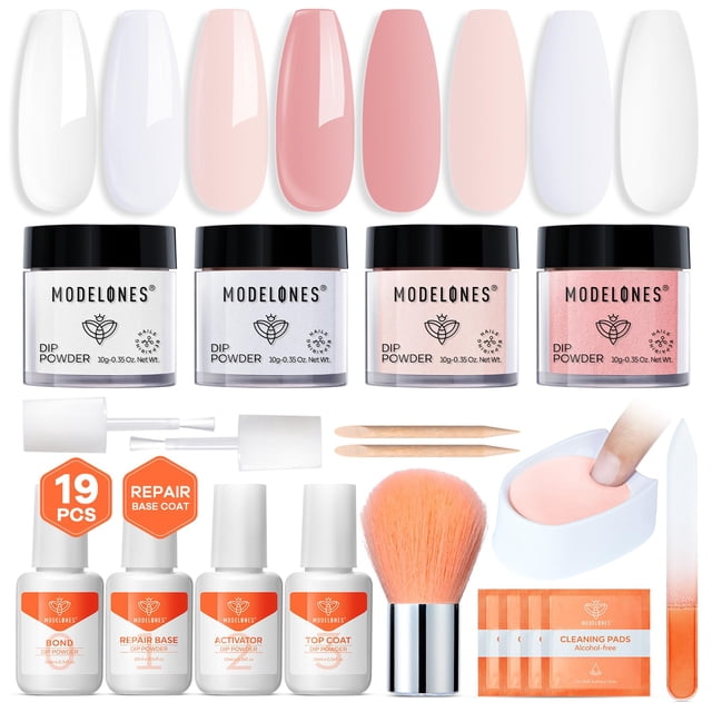 Kit de uñas Dip Powder Modelones con 4 colores y accesorios