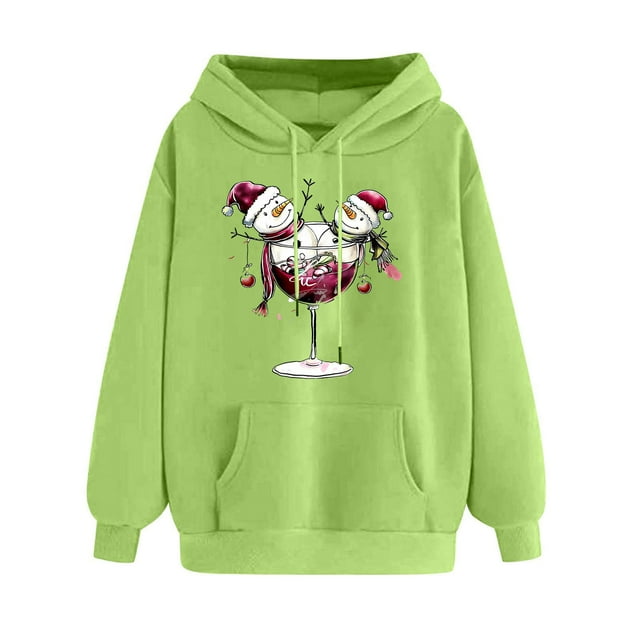 Amzcrzy Chandails à Capuchon pour Femmes Imprimé d'Hiver Chandail à Capuche Manches Longues Chandail en Molleton Confortable Chemises à Manches Longues pour Femmes Chandail à Capuche Chandails en Molleton Graphiques pour Femmes m
