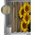 thumbnail image 4 of Rustic Shower Curtain, 60" x 72", Sunflowers Wood Grain Texture Pastoral Vintage Waterproof Bathroom Curtain Washable Shower Curtain Set with 12 Hooks, 4 of 6