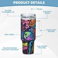 thumbnail image 5 of Sikiie Neon Graffiti Urban Art Insulated Stainless Water Bottle Lid Travel Mug Cup Insulated Tumblers Cup 40oz Ice Bully With Handle, 5 of 8