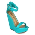 thumbnail image 1 of Breckelles CB04 Women Leatherette Single Band Ankle Strap Platform Wedge Sandal, 1 of 5
