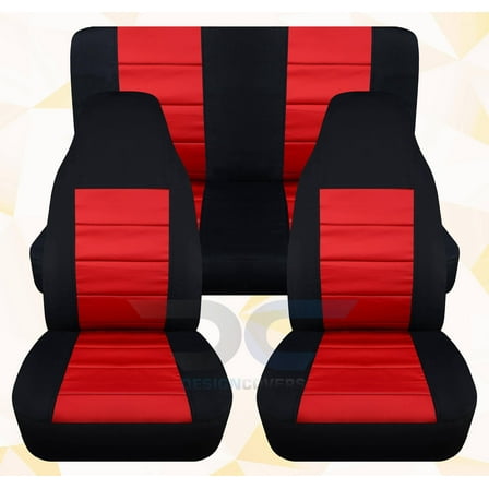 Designcovers Compatible with 1997-2002 Jeep Wrangler TJ SE/Sport/Sahara 2door Seat Covers:Black and Red - Full Set Front&Rear
