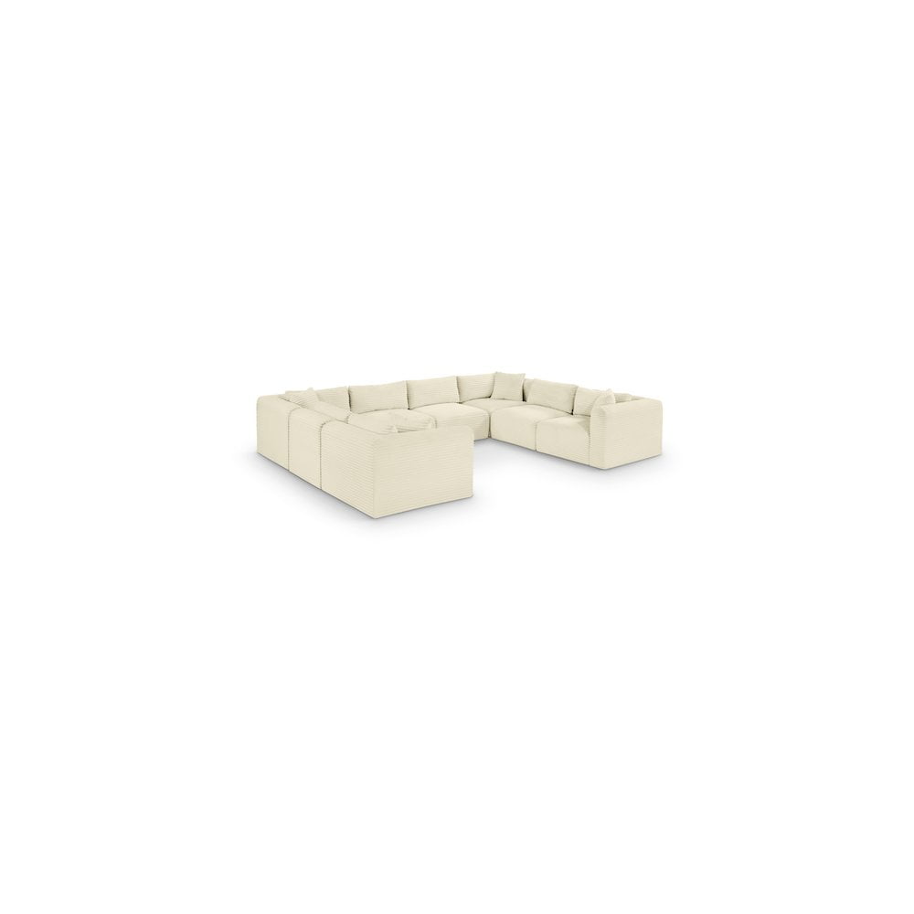 Meridian Furniture 8-Piece Cream Corduroy Performance Fabric Modular Sectional