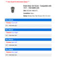 thumbnail image 2 of Brake Rotor Set Screw - Compatible with 1977 - 1983 BMW 320i 1978 1979 1980 1981 1982, 2 of 2