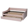 thumbnail image 3 of Bowery Hill Contemporary Velvet Upholstered Queen Size Daybed w/ Trundle in Pink, 3 of 9