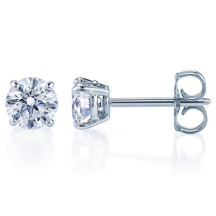 Details about   14K White Gold Solitaire Studs Earrings 0.35 ct Round Cut Diamond 