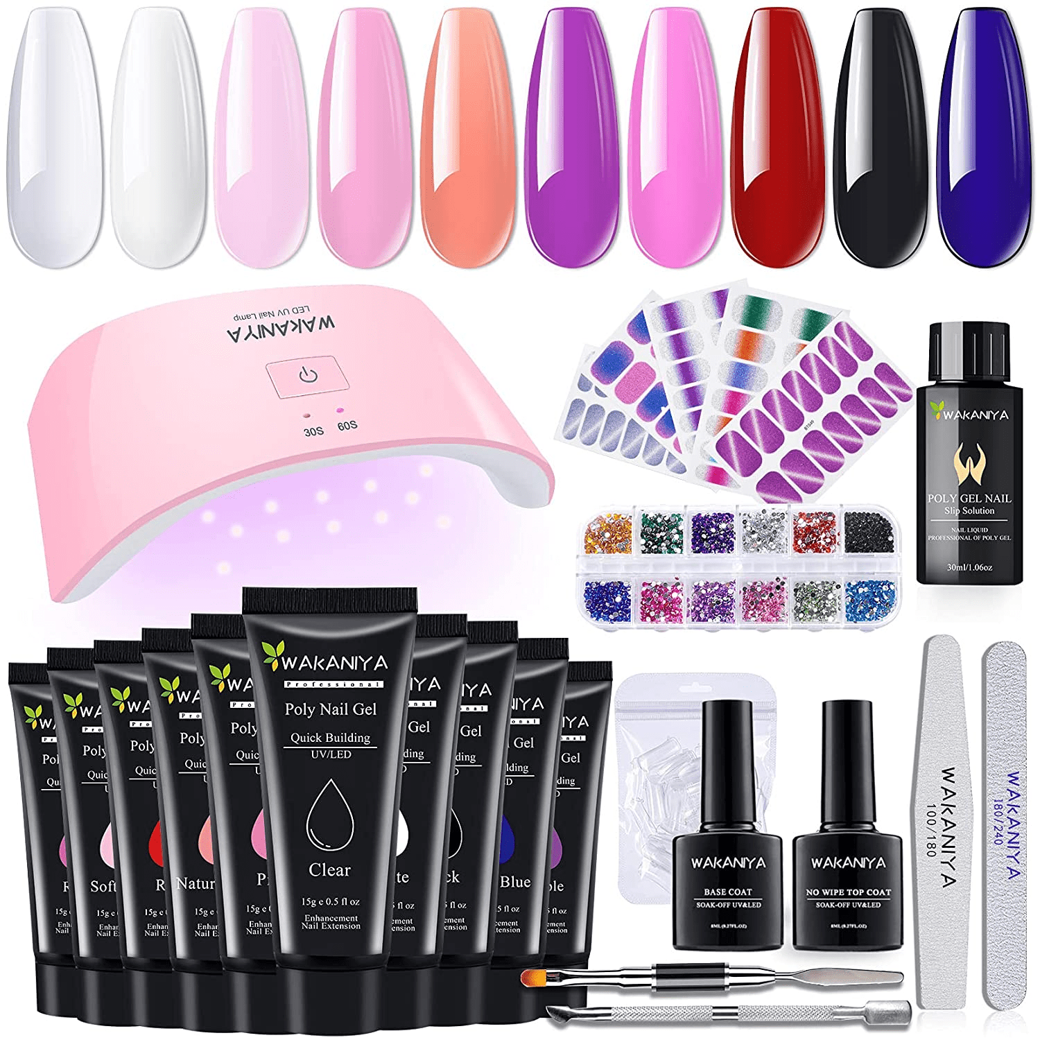 Professional Quick Building Pink Clear Poly Nail Gel Extension Acrylic Kits  With Dryer Buy Professional Nail Kit,8 Pcs/set Poly Nail Gel Kits Nail  Quick Builder Extension Set 30 Ml Uv Nails |