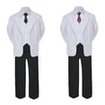 thumbnail image 2 of 5-7pc Formal Black White Suit Set Eggplant Bow Long Tie Vest Boy Baby Sm-20 Teen, 2 of 3