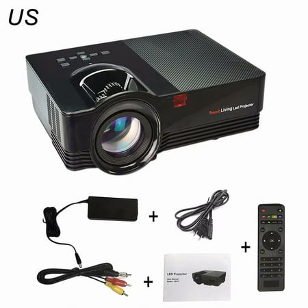 Portable VS67 1800 Lumens LCD Mini Projector, Theater Video Projector Support 1080P HDMI USB TF Card AV VGA Home Cinema TV Laptop with Infrared Remote