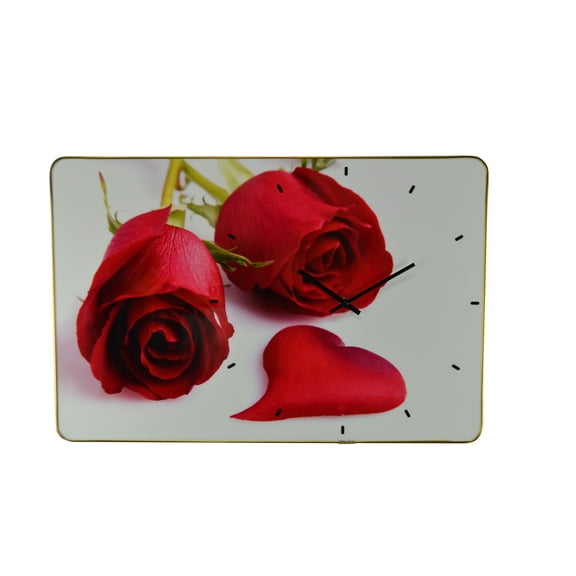 Threestar 24" Inch Red Rose Wall Clock