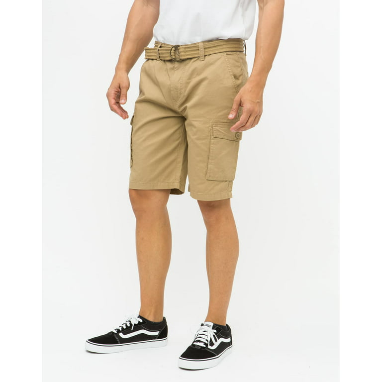 heb vertrouwen zout Uitstekend Ring of Fire Men's Belted 9" and 13" Inseam Twill Cargo Shorts Size 30 to  38 Khaki-9" Size 36 - Walmart.com