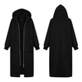 thumbnail image 4 of Qiopertar Women's Hoodies Zip Hooded Long Sleeve Oversized Fleece Coat Casual Warm Fall Winter Loose Cardigan Sweatshirt, Black 3XL, 4 of 7