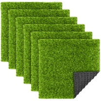 Sherry 6 Packs Artificial Grass Square Mat 12 x 12 Inch Fake Grass Turf Patch with Drainage Hole Synthetic Garden Grass Tiles Realistic Grass Rug for DIY Indoor Outdoor