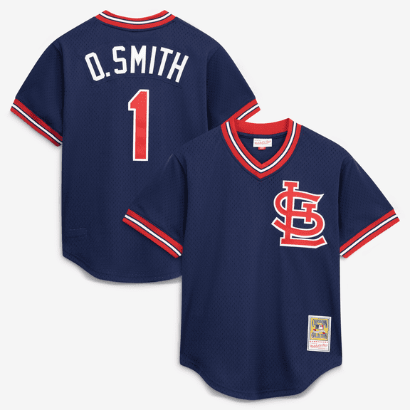 Men's Mitchell & Ness Ozzie Smith Navy St. Louis Cardinals Authentic Batting Practice Jersey