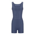 thumbnail image 5 of hlysgo Women's 2 Piece Workout Set Square Neck Cropped Tank Top High Waisted Biker Shorts Yoga Gym Activewear Set Navy,L, 5 of 5