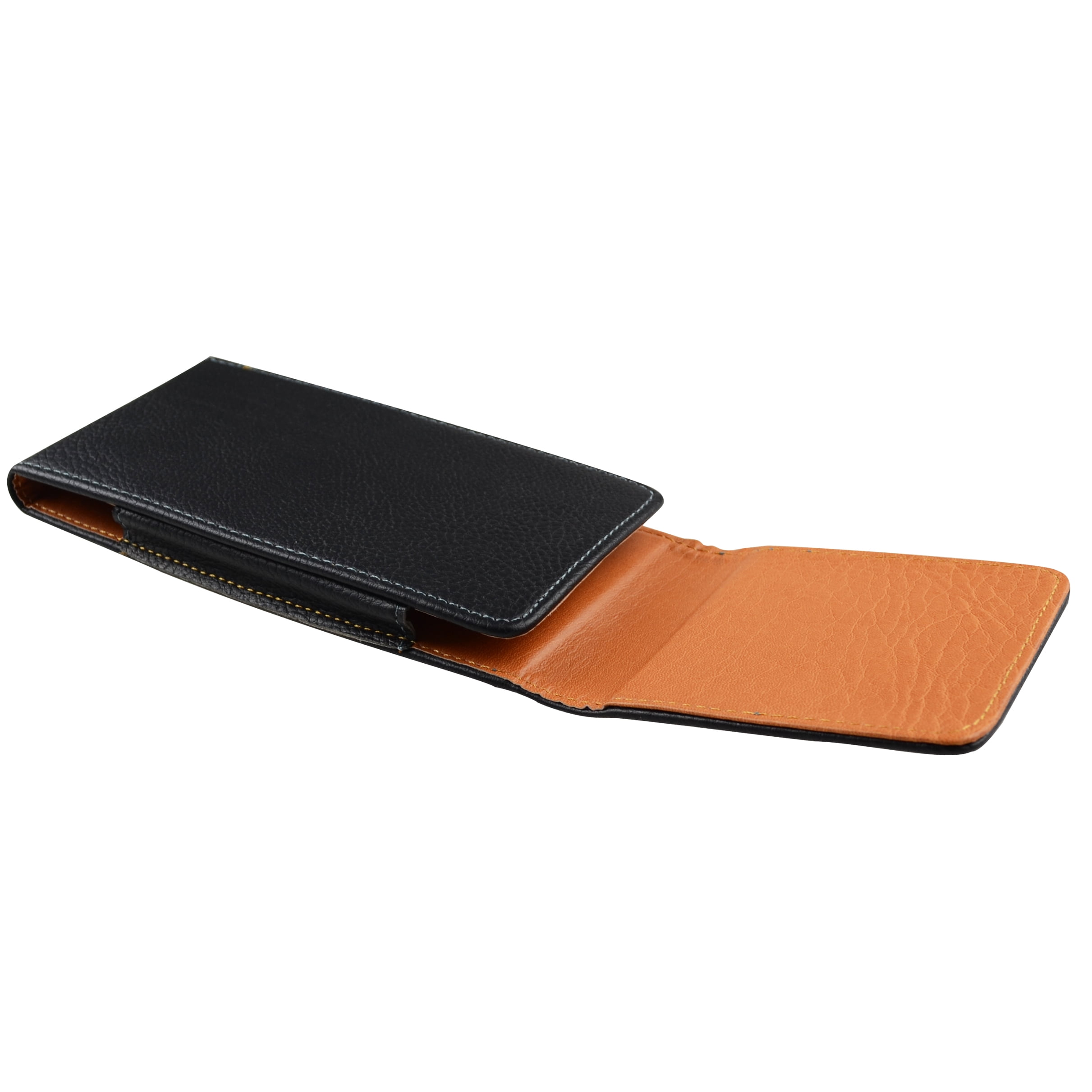 Professional Vegan Leather Vertical Smartphone Holster Case (Black) with Belt Clip & Loop - fits Smartphones up to 6.5-inch iPhone XR/XS Max/XS/X/8+ Galaxy S10+/S9+ Pixel 3 XL V40 ThinQ OnePlus 6T BLU