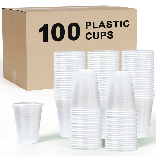 Lot de 100 Gobelets en Plastique Jetables Transparents de 12 Oz - Gobelets de Fête Durables et Stylés