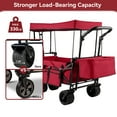 thumbnail image 3 of VECUKTY Collapsible Garden Wagon Cart with Removable Canopy Red, 3 of 9