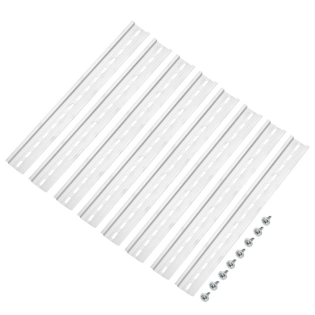 Unique Bargains DIN Rail Slotted Aluminum Mounting Guide 12 Inch x 1.4 Inch x 0.3 Inch Silver Tone 8 Pcs