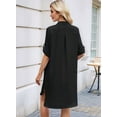 thumbnail image 2 of Womens Button Down Shirt Dress Oversized Casual Short Sleeve Collared V Neck Summer Mini Dresses Black XXL, 2 of 4