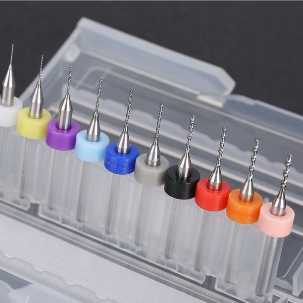 Brocas, 10 Piezas 0,3-1,2 Mm Brocas De Acero De Tungsteno Juego De Brocas Mini Kit De Brocas De Acero De Tungsteno Para Placa De Circuito PCB