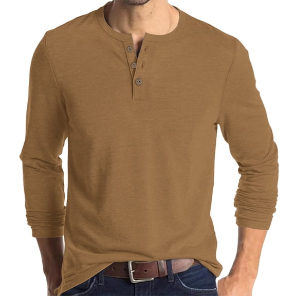 Henley Shirts for Men Long Sleeve Button Up Big and Tall Shirts Casual Lightweight Fashion Tee Tops