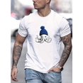 thumbnail image 1 of Men's Octopus with Blue Beanie Graphic T-Shirt - 100% Cotton Crew Neck Short Sleeve Tee, Solid Color Basic Casual Summer Top with Slight Stretch Knit Fabric, 1 of 6