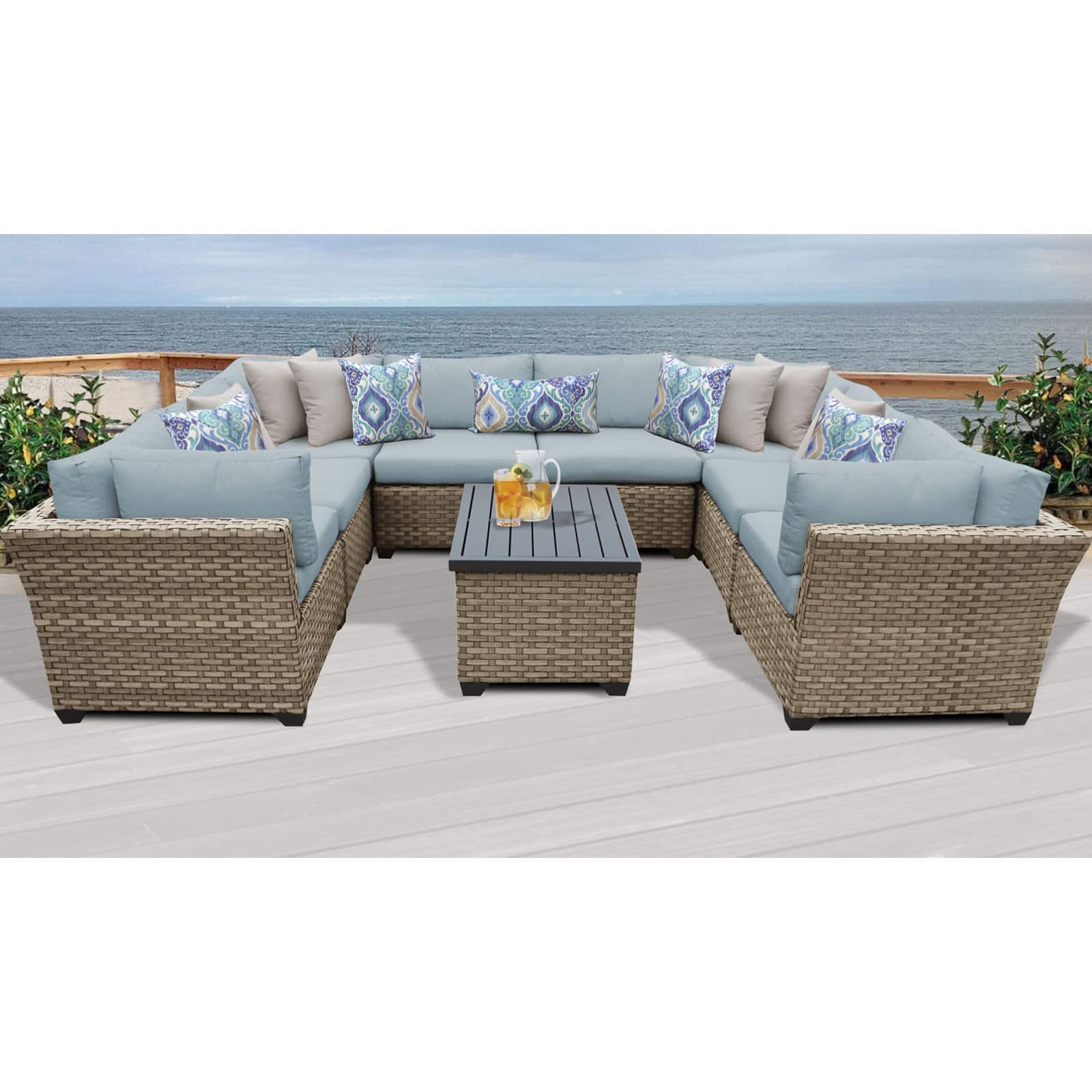 TK Classics Monterey Wicker 9 Piece Patio Conversation Set with Coffee Table and 2 Sets of Cushion Covers - image 5 of 5