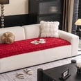 thumbnail image 3 of HUGNEO 28"x71" Plush Textured Sofa Seat Cushion, Non Slip Backing Couch Slipcover, Machine Washable Furniture Protector, Red, 3 of 13