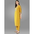 thumbnail image 3 of Janasya Women's Mustard Crepe Silk Solid Pant Set with Scarf, 3 of 6