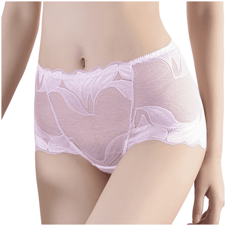Fulorrnie Underwear for Women Comfort Cheeky Breathable High Waisted Panties Cute Ventilated Panty  Pink  XL