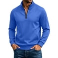 thumbnail image 6 of USNSM Mens Zip Up Sweatshirt No Hood Mock Neck Sweatshirts Men's Fleece Jackets Full Zip Lightweight Jacket with Pockets Blue L, 6 of 8