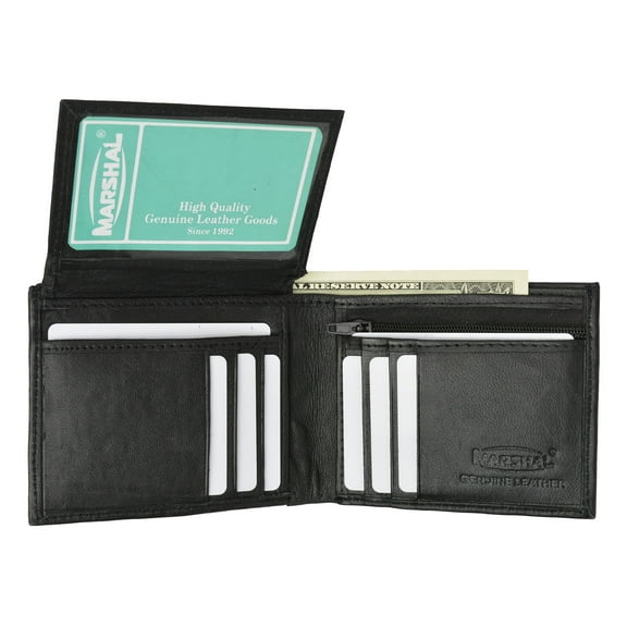 Premium lambskin leather flip up id windows bifold wallet