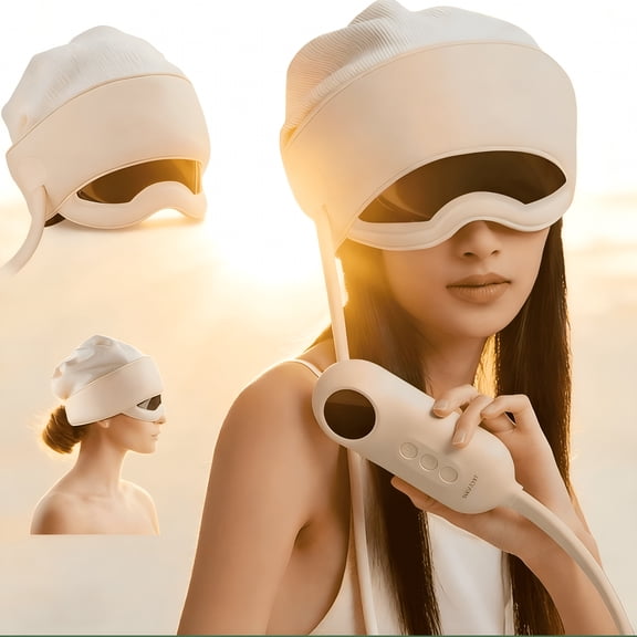 XIRQI 6-Layer Heat Therapy Head Massager: Electric Scalp Massager,Integrated Eye and Head Massage,Kneading and Relaxation,Relieves Headaches and Stress,White