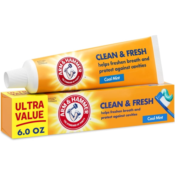 ARM & HAMMER Ultra Value Clean & Fresh Anticavity Fluoride Gel Toothpaste, Cool Mint, 6 oz