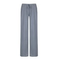 thumbnail image 4 of Fulijie Blue Lounge Pants Women, Polyester,Spandex Skirts for Women, Women's Wide Leg Striped Pants Casual Drawstring Elastic Low Rise Pajama Pants Wear Trousers, 4 of 8