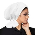 thumbnail image 2 of Hoshose Summer Slip-On Pre-Tied Head Scarves Solid Color Women Headwear Turban Beanie Caps Head Wrap Headscarf for Women, 2 of 2