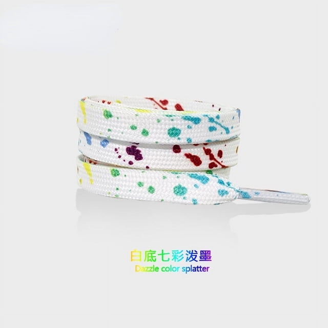 Shoelaces for Sneaker Flat Gilding Printing Ink Splatter Shoelace Colorful Splash Ink Hand-painted Basketball Shoe Laces for AF1 white color 160cm