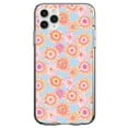 thumbnail image 1 of DistinctInk Clear Shockproof Hybrid Case for iPhone 13 PRO (6.1" Screen) - TPU Bumper, Acrylic Back, Tempered Glass Screen Protector - Preppy Pattern - Blue Pink Yellow Flowers Floral, 1 of 2