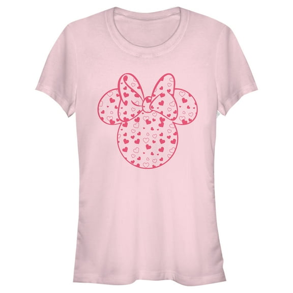 Junior's Mickey & Friends Mickey and Friends Minnie Heart Silhouette Graphic Tee Light Pink Large