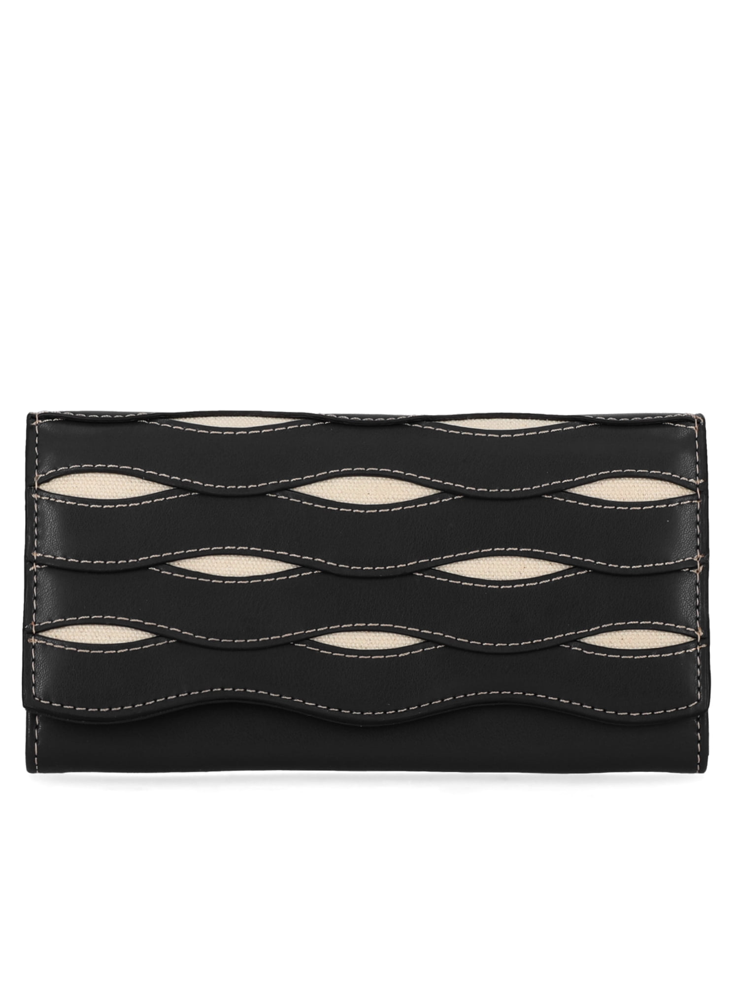 Free Assembly Women's Avery Cut Out Clutch Wallet, Black and Cream