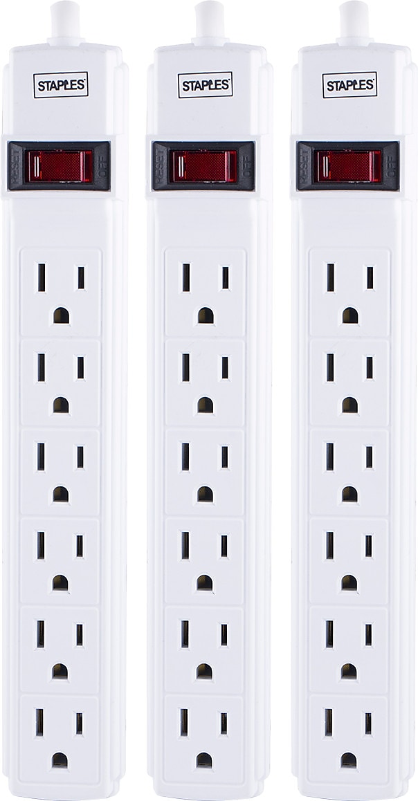 Staples 6Outlet Power Strip 3' Cord White 24353924