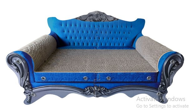 Catfidence Cat Scratcher Sofa with Catnip, Corrugated Cardboard Cat Lounge Bed