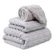 thumbnail image 2 of Set de toallas de rayas de terciopelo caramelo | Toalla de baño de poliéster suave y mullida 70x140 cm Toalla facial 35x75 cm Toalla para el pelo 25x60 cm | Absorbente resistente a arrugas | Set, 2 of 6